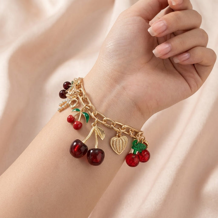 Bracelet Breloques Cerise Rouge