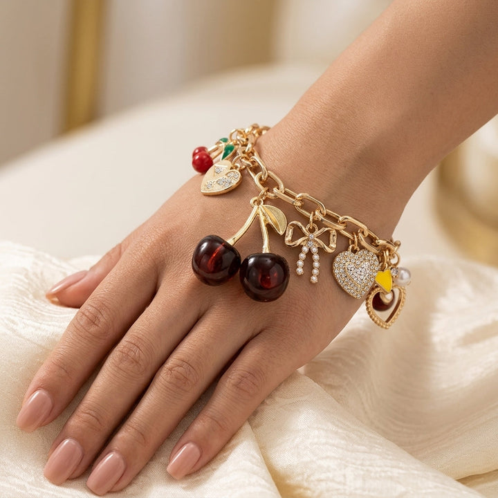 Bracelet Breloques Cerise Rouge