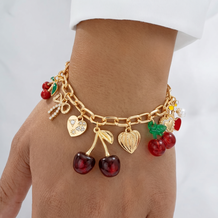 Bracelet Breloques Cerise Rouge