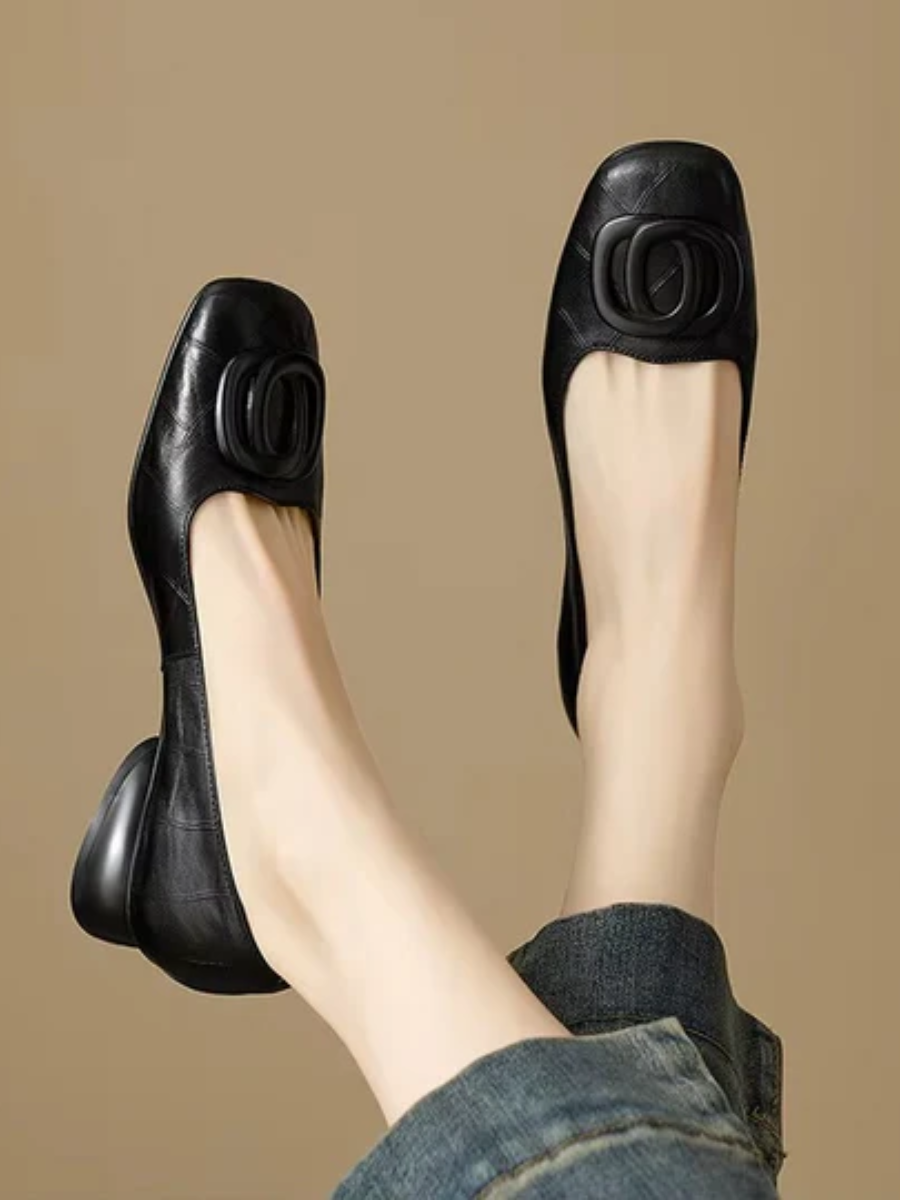 Solène | Ballerines cuir bout carré