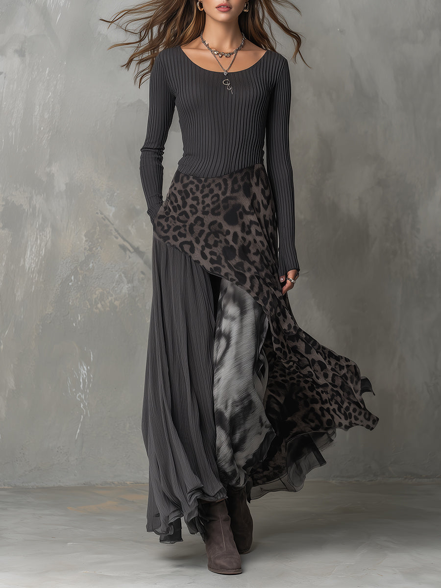 Martina | Robe Longue Style Bohème à Imprimé Léopard • S1