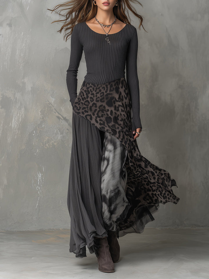 Martina | Robe Longue Style Bohème à Imprimé Léopard • S1