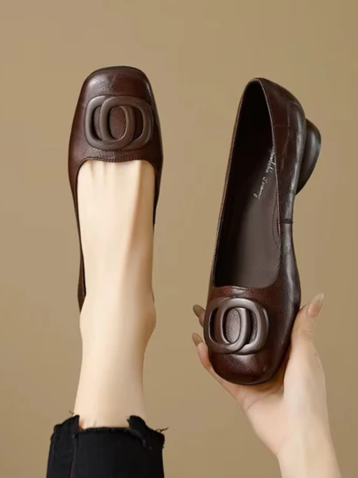Solène | Ballerines cuir bout carré