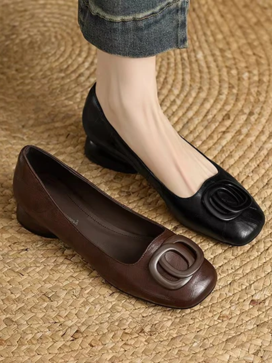 Solène | Ballerines cuir bout carré