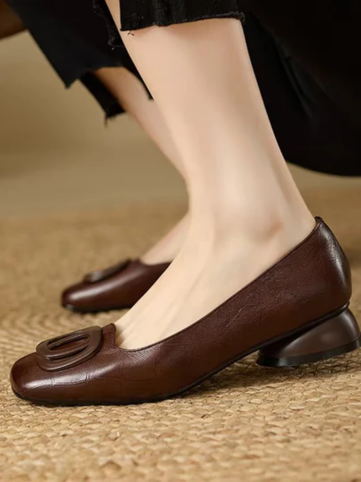 Solène | Ballerines cuir bout carré