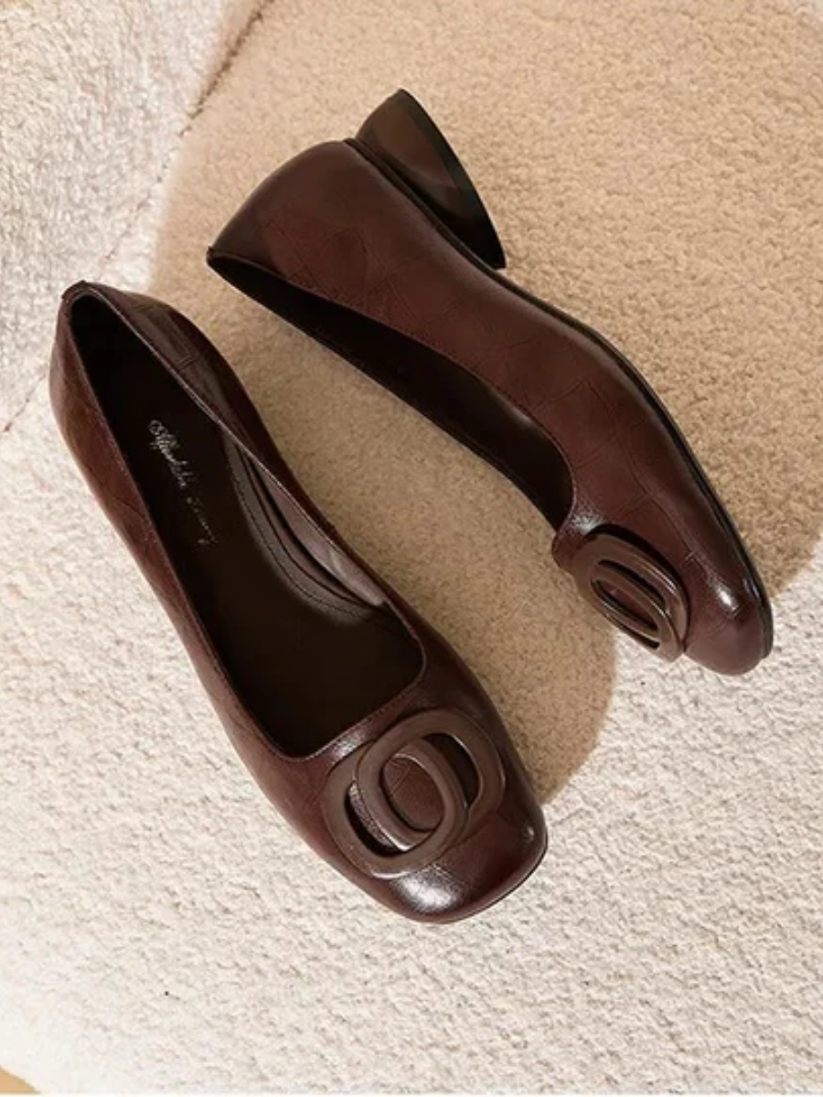 Solène | Ballerines cuir bout carré