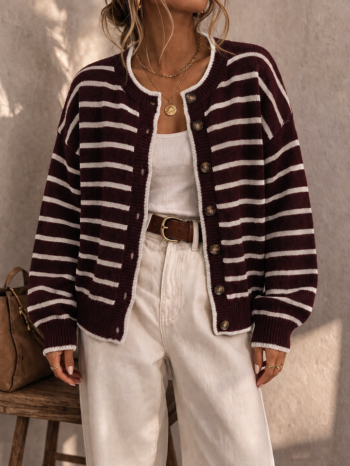 Céliane | Cardigan rayé tricot chic