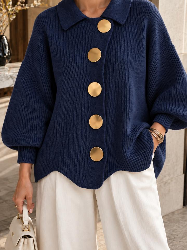 CÉLESTE™ | Cardigan Oversize à Boutons Dorés