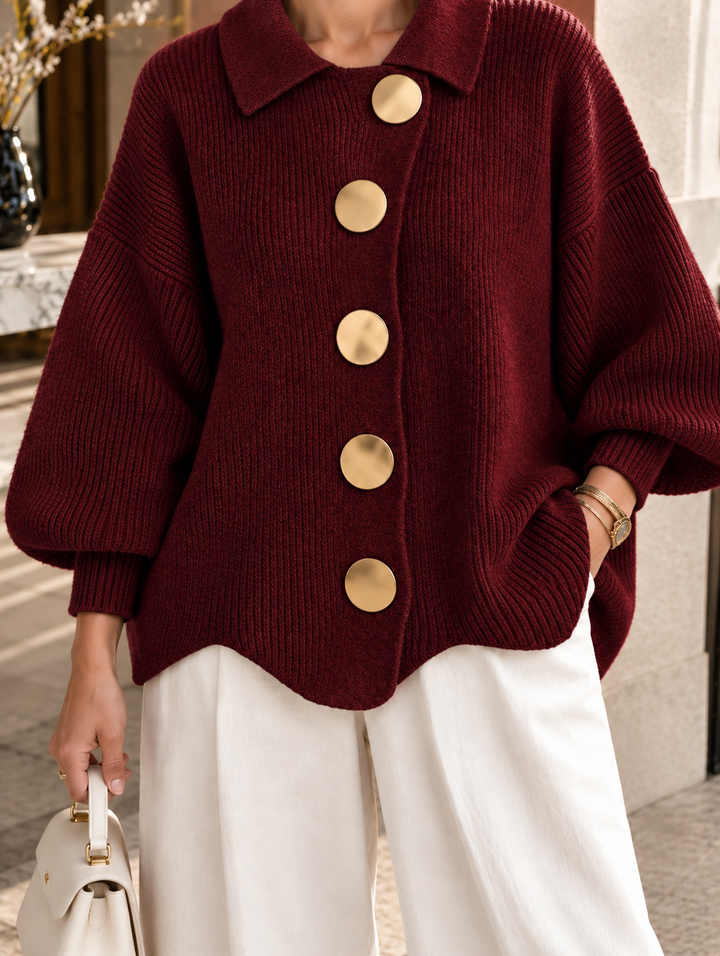 CÉLESTE™ | Cardigan Oversize à Boutons Dorés