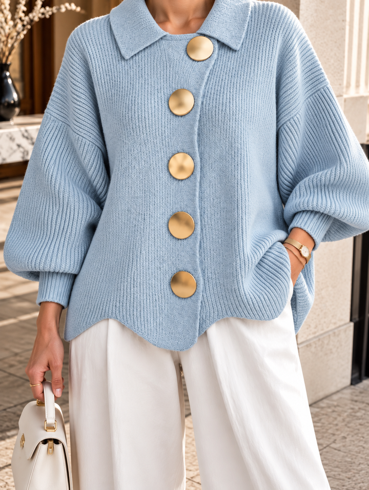 CÉLESTE™ | Cardigan Oversize à Boutons Dorés