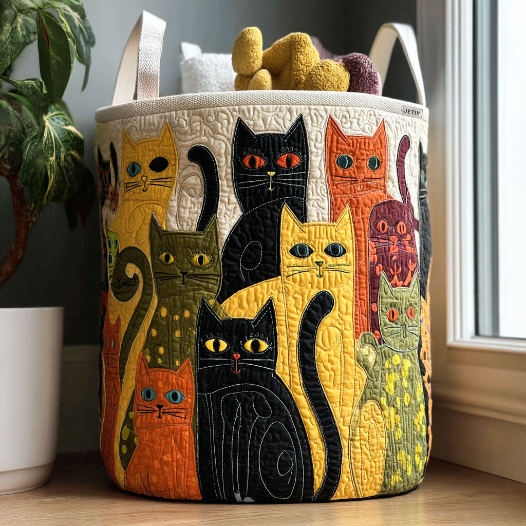 Chat Curieux | Panier de Rangement Matelassé