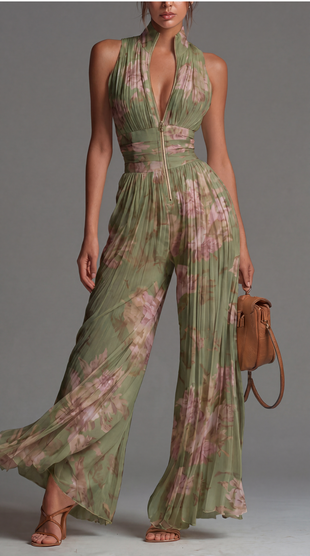 Combinaison en Chiffon Fleuri Plissé • S1