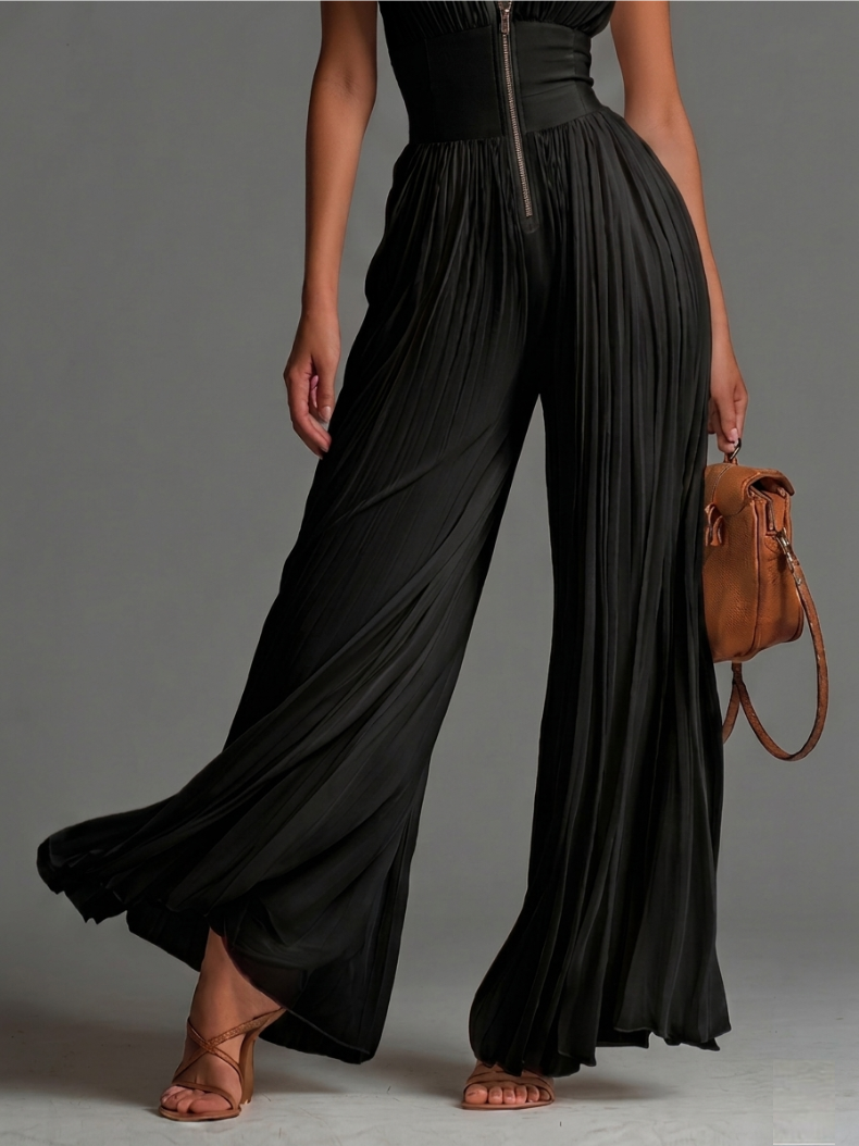 Ensemble Zsófia – Ensemble en Chiffon Plissé Noir • S1