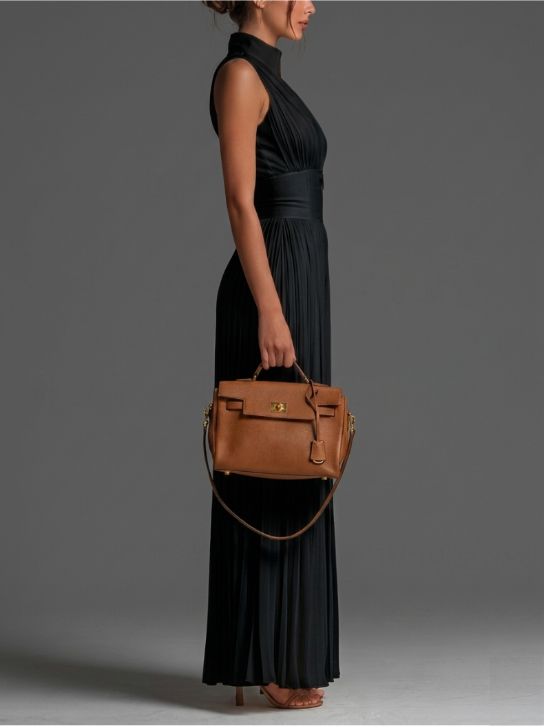 Ensemble Zsófia – Ensemble en Chiffon Plissé Noir • S1