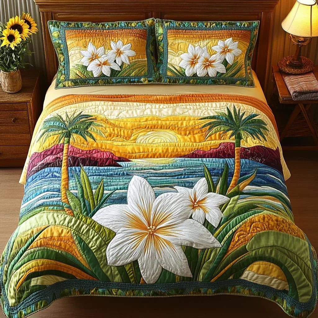 Parure de Lit Matelassée 3 Pièces – Esprit Aloha