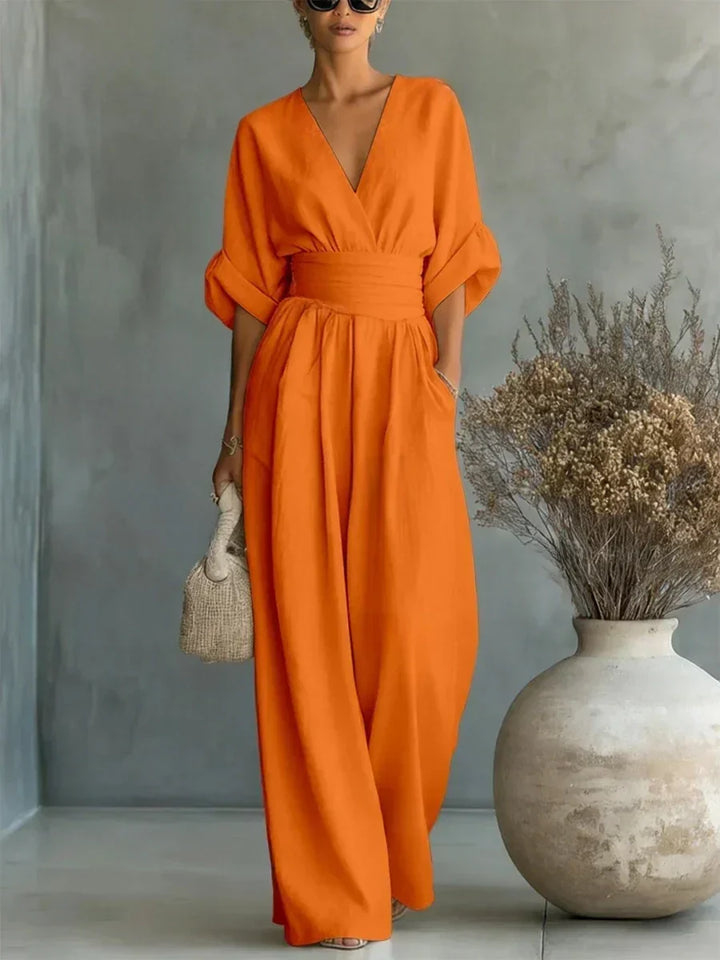 Combinaison Élégante Col en V Taille Haute • S1