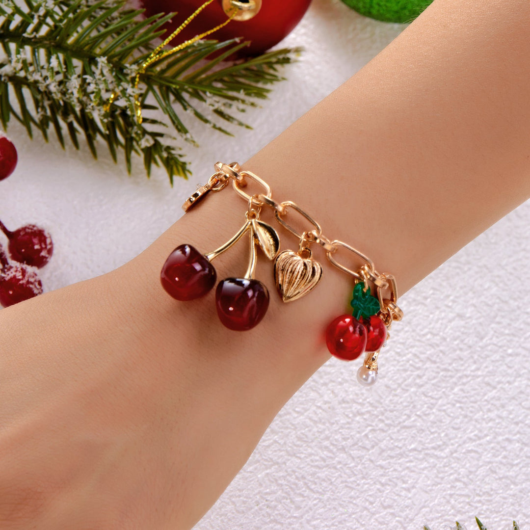 Bracelet Breloques Cerise Rouge