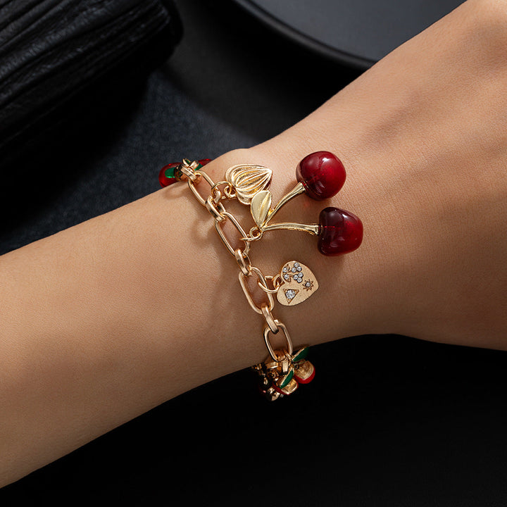 Bracelet Breloques Cerise Rouge