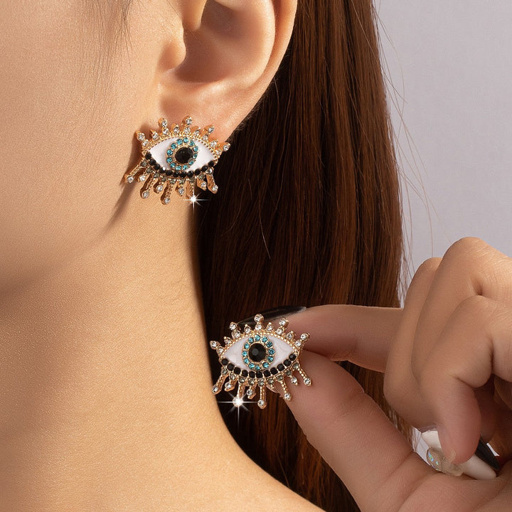 Boucles d'Oreilles Œil Grec en Strass
