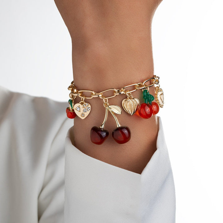 Bracelet Breloques Cerise Rouge