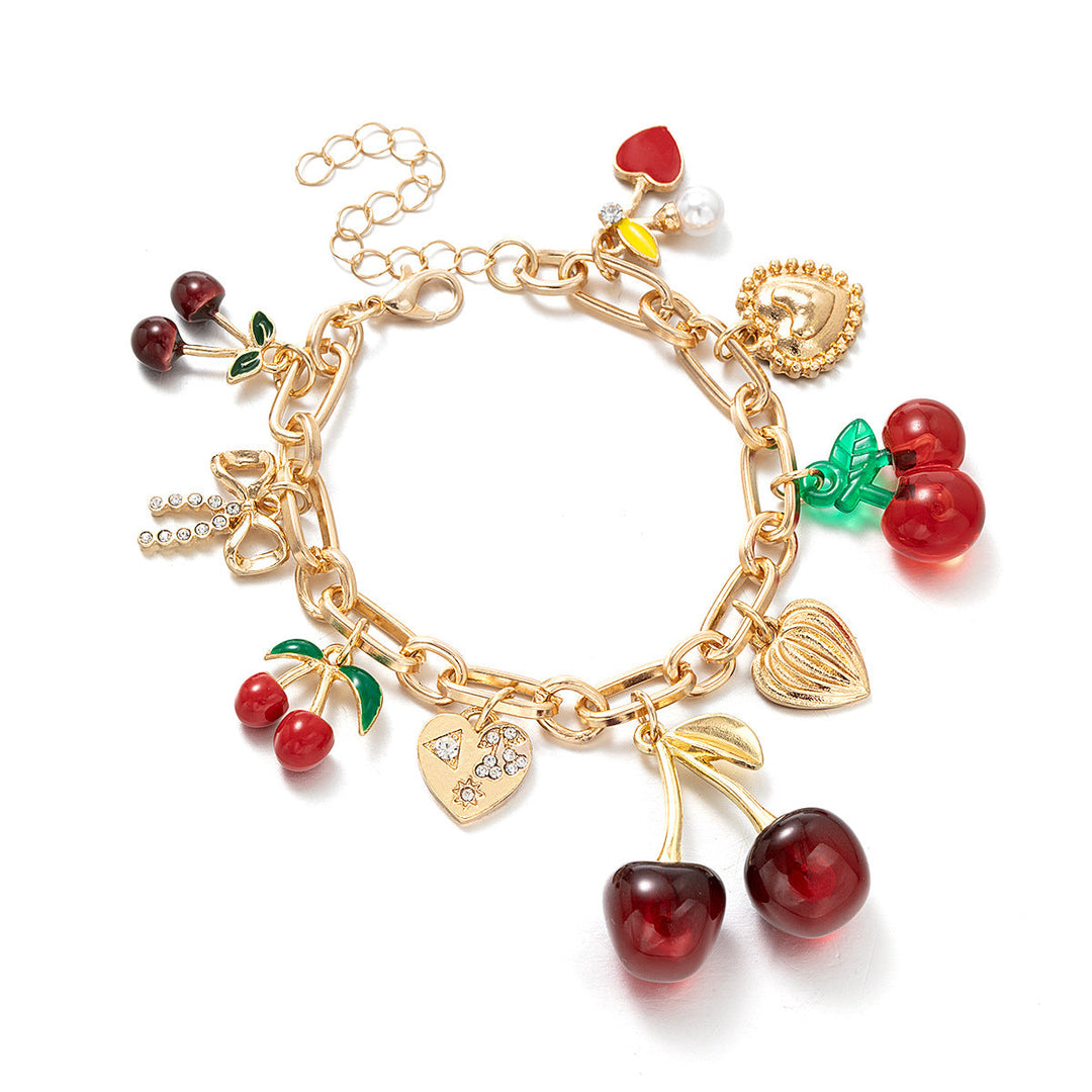Bracelet Breloques Cerise Rouge