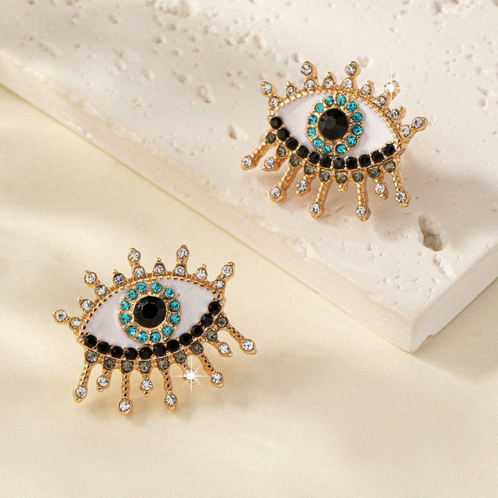 Boucles d'Oreilles Œil Grec en Strass