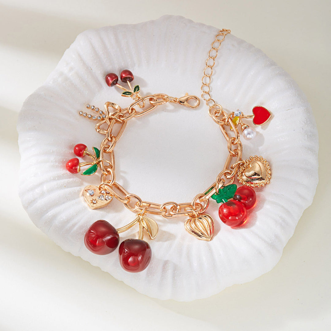 Bracelet Breloques Cerise Rouge