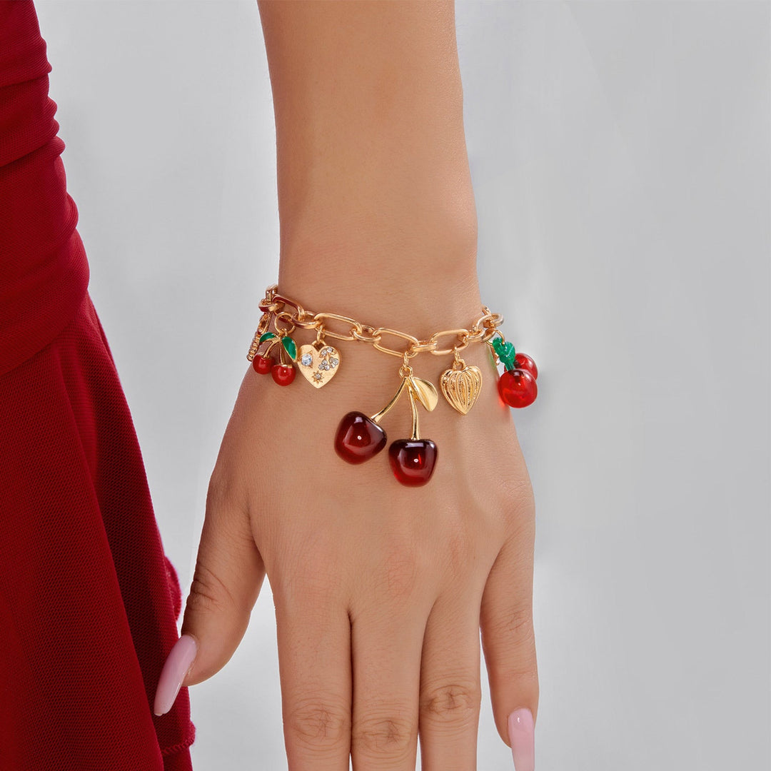 Bracelet Breloques Cerise Rouge