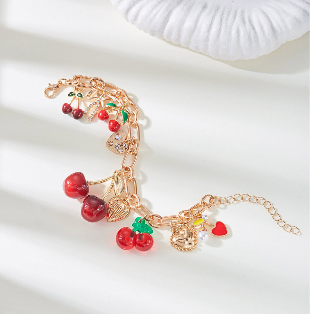Bracelet Breloques Cerise Rouge