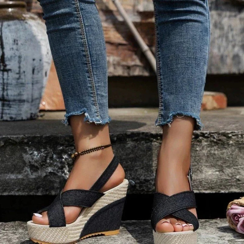 Sandales Plateforme en Denim Maya