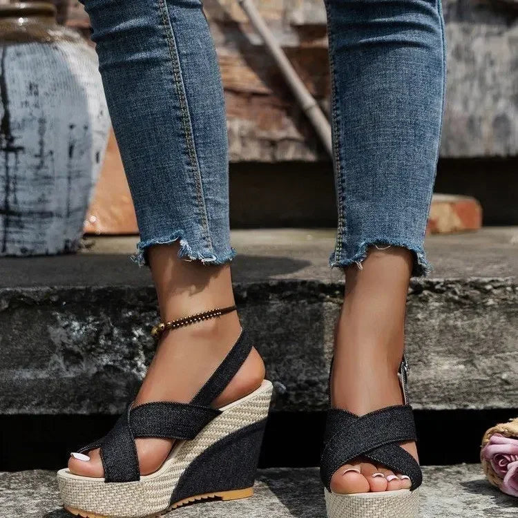 Sandales Plateforme en Denim Maya
