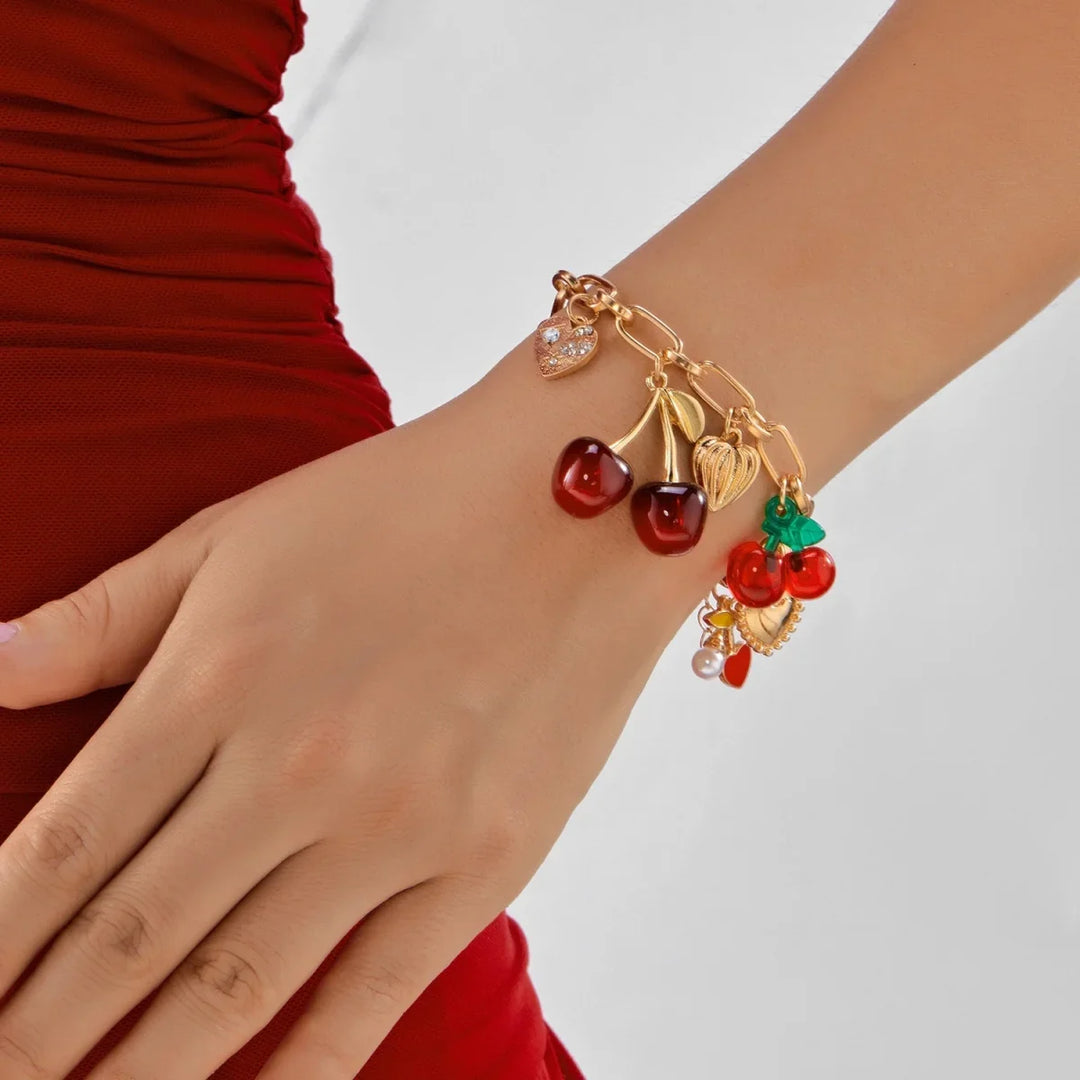 Bracelet Breloques Cerise Rouge
