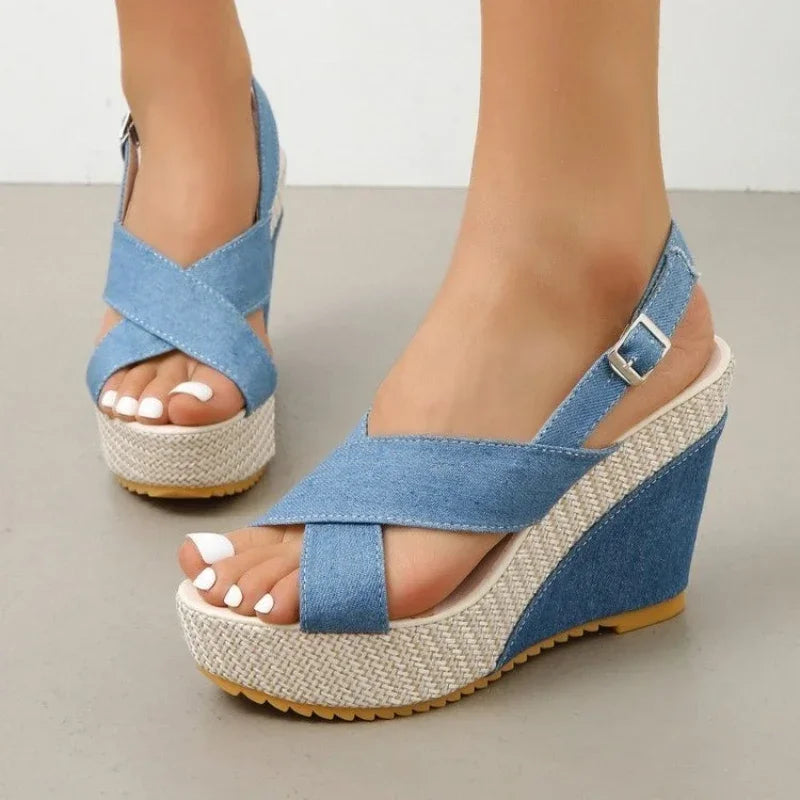 Sandales Plateforme en Denim Maya