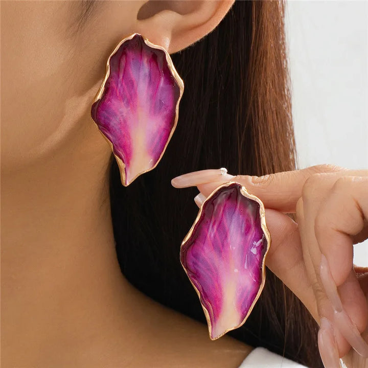 Boucles d'Oreilles Statement Pétale Pendante