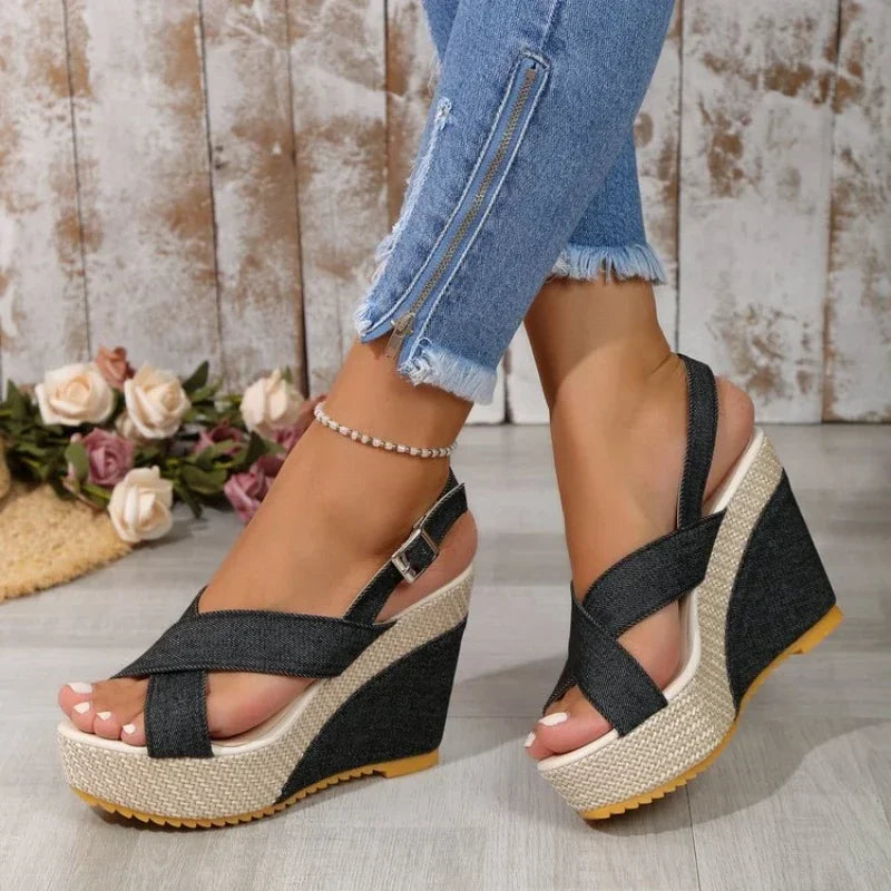 Sandales Plateforme en Denim Maya
