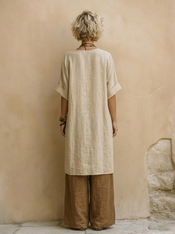 Giulia - Ensemble Bohème Nomade Trois Pièces Gris Foncé et Marron à Motif Tribal