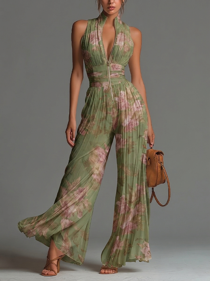 Combinaison en Chiffon Fleuri Plissé • S1