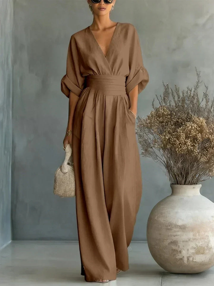 Combinaison Élégante Col en V Taille Haute • S1