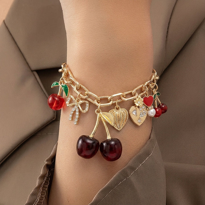 Bracelet Breloques Cerise Rouge
