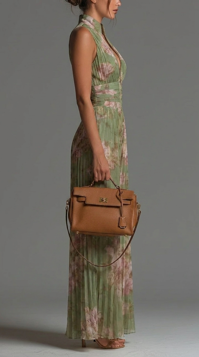 Combinaison en Chiffon Fleuri Plissé • S1