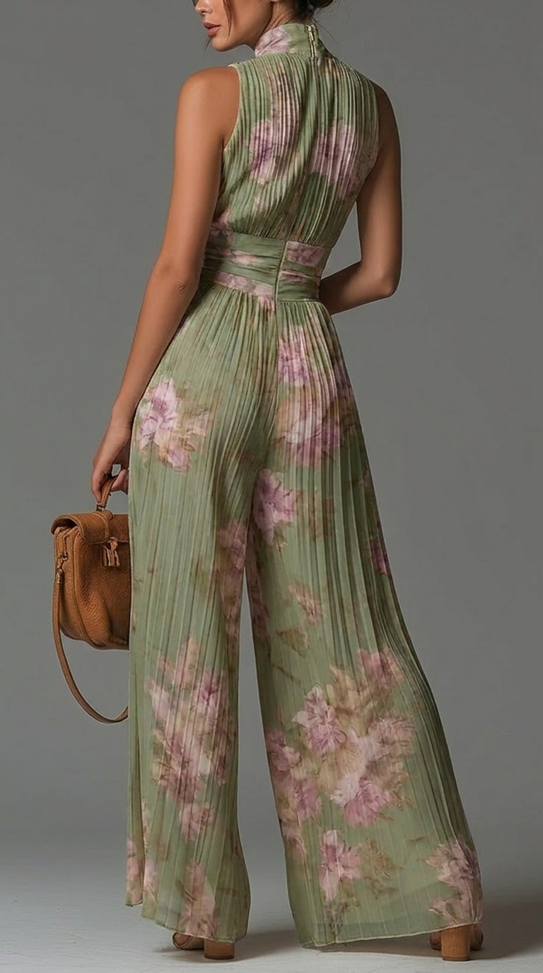 Combinaison en Chiffon Fleuri Plissé • S1