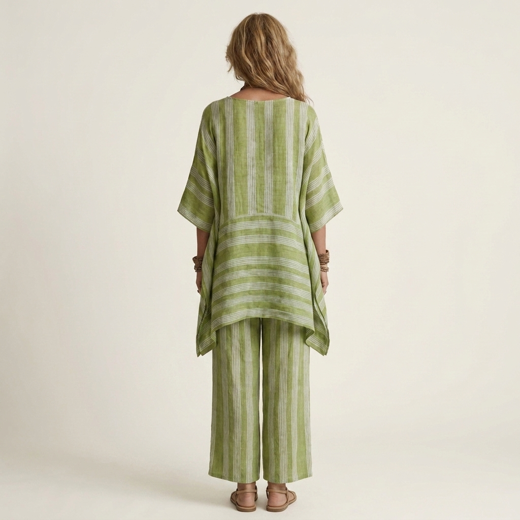 Kiara | Ensemble Deux Pièces Rayé en Coton-Lin