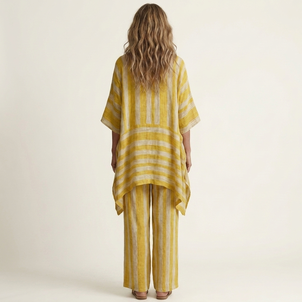 Kiara | Ensemble Deux Pièces Rayé en Coton-Lin