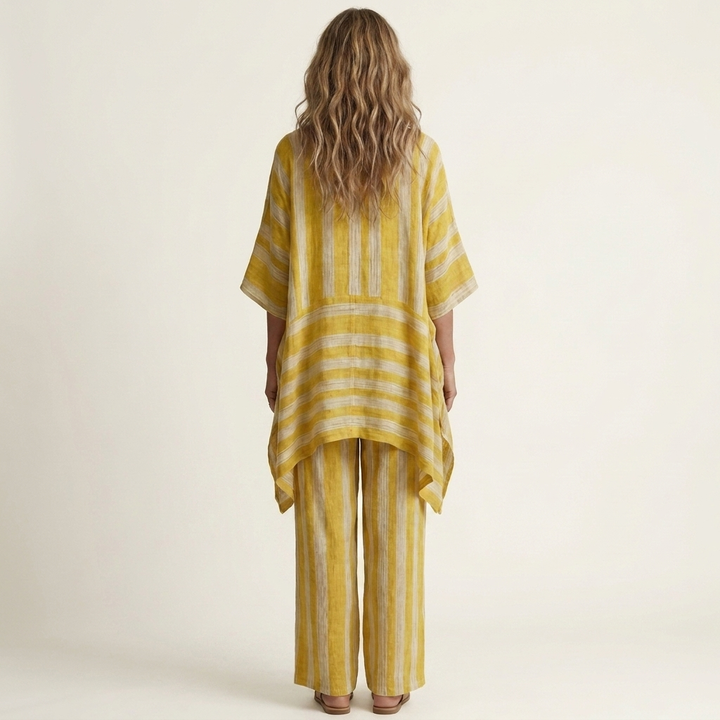 Kiara | Ensemble Deux Pièces Rayé en Coton-Lin