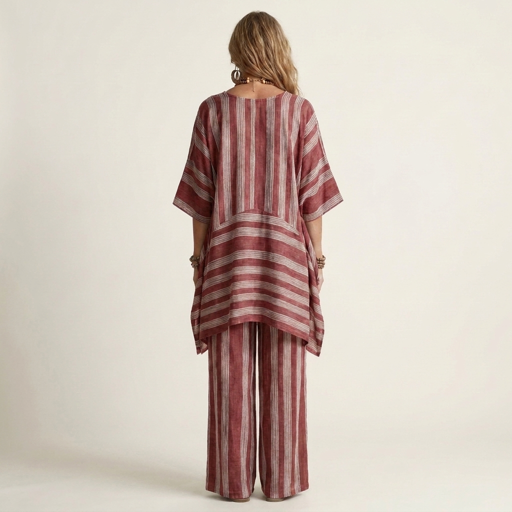 Kiara | Ensemble Deux Pièces Rayé en Coton-Lin