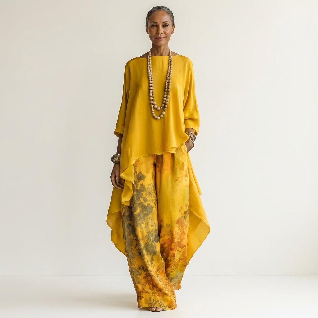 Cariola | Ensemble Deux Pièces en Coton-Soie avec Tunique Asymétrique