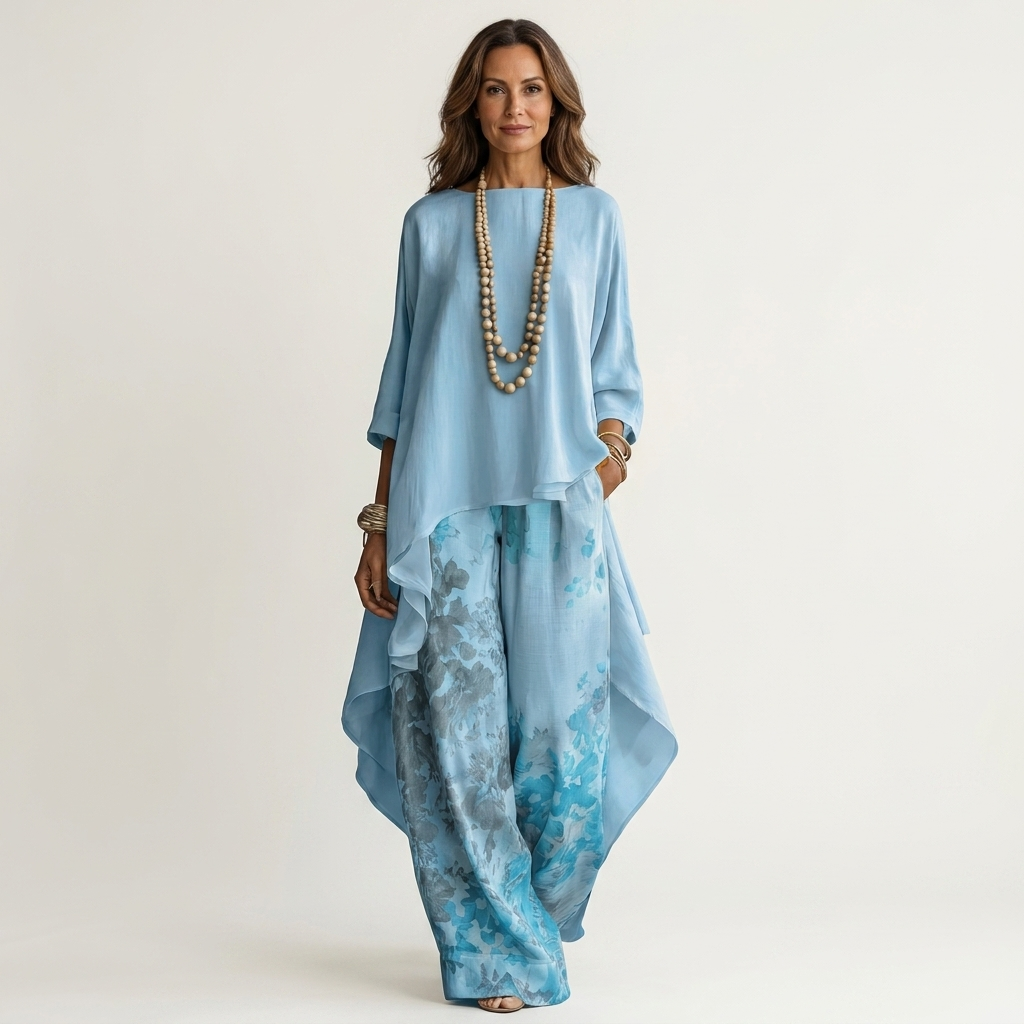 Cariola | Ensemble Deux Pièces en Coton-Soie avec Tunique Asymétrique