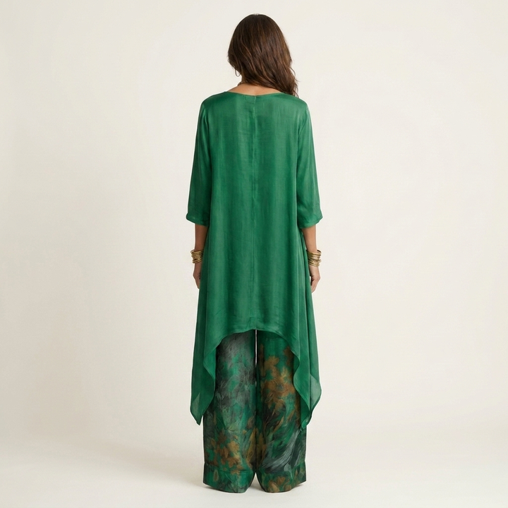 Cariola | Ensemble Deux Pièces en Coton-Soie avec Tunique Asymétrique