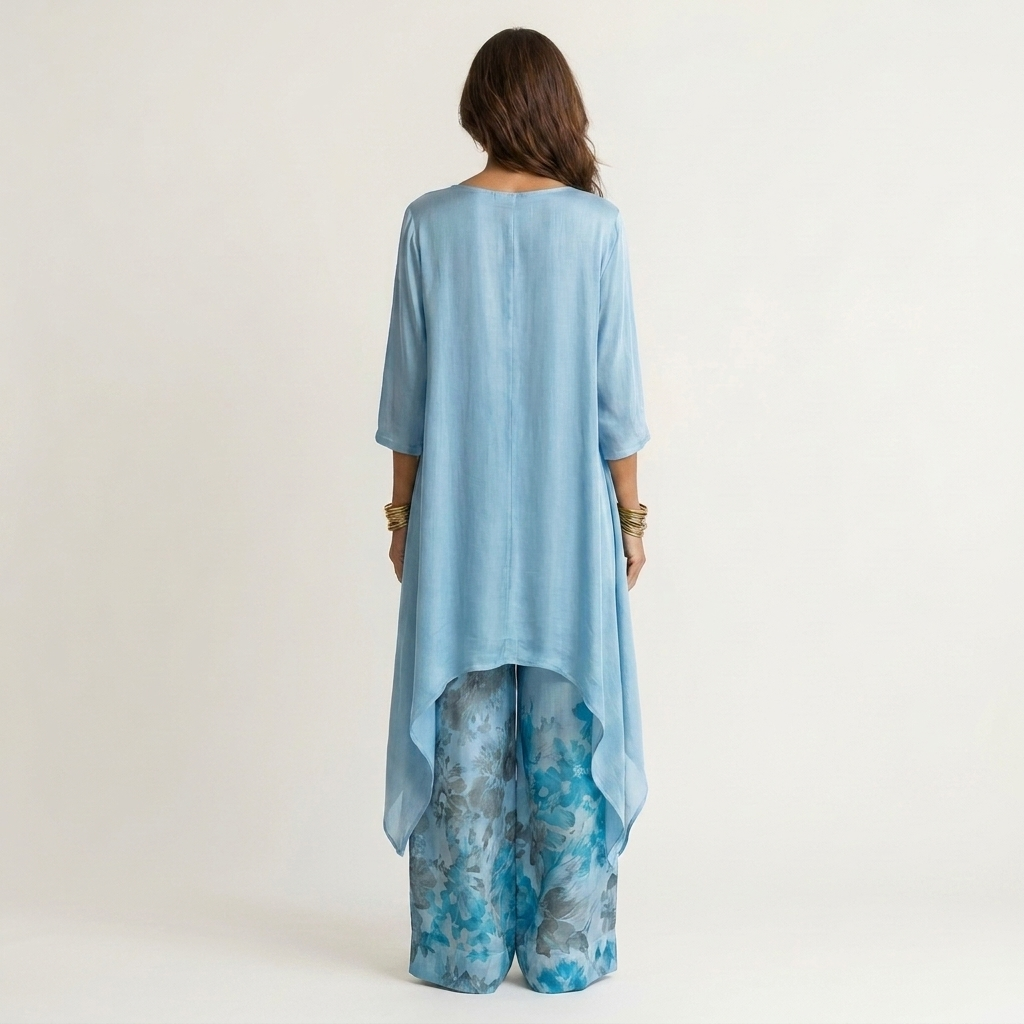 Cariola | Ensemble Deux Pièces en Coton-Soie avec Tunique Asymétrique