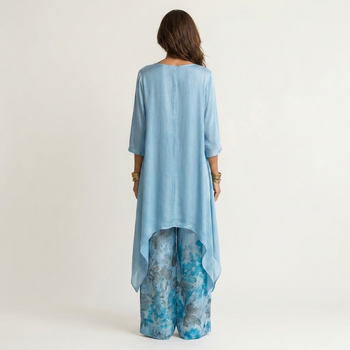 Cariola | Ensemble Deux Pièces en Coton-Soie avec Tunique Asymétrique
